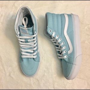 Brand new hi top slim Vans size 8.5 light blue